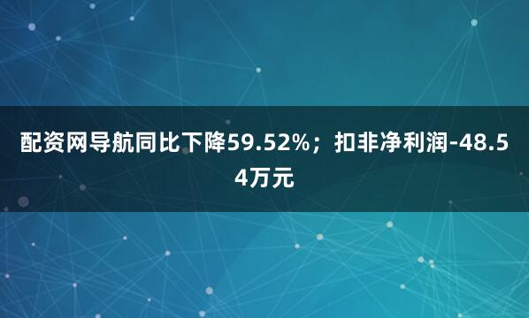 配资网导航同比下降59.52%;扣非净利润-48.54万元